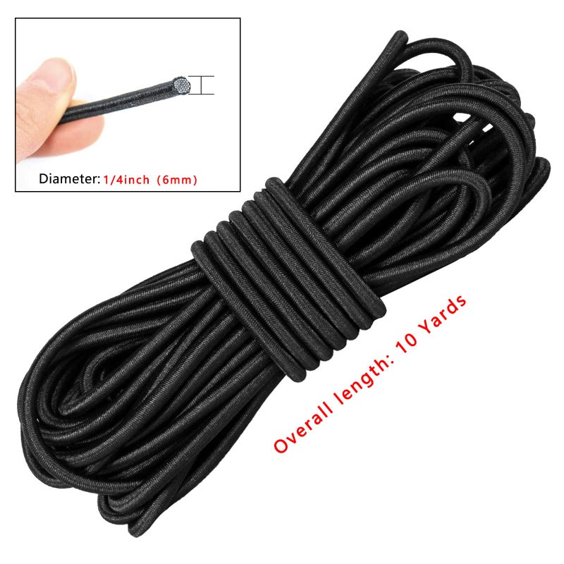 AbbiyyZ 1/4 Inch Elastic Cord - 10 Yards Round Elastic Bungee Cord, Heavy Duty Bungee Shock Cord, Elastic Polyester Cords for Camping, Tents, Cargo, Awning Kayak Stretch String Rope, Marine Grade, Hammock - Image 3